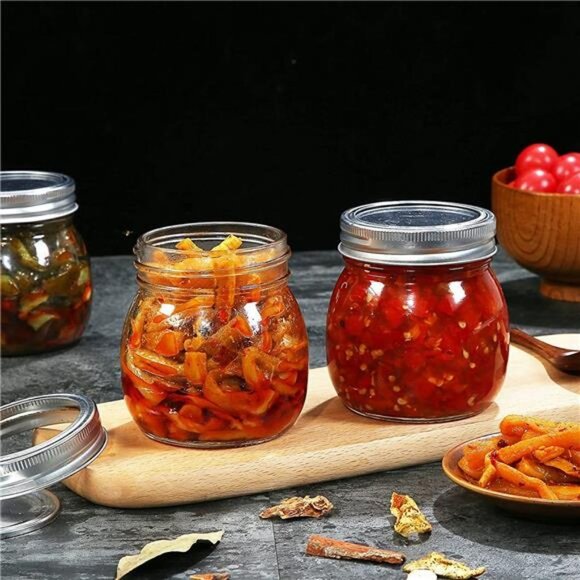 9 Pack Wide Mouth Mason Jars 10oz Glass Canning Jars with Airtight Lids and Band - Picture 3 of 6